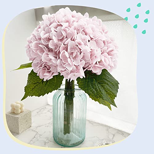 Yatim 21In Pink Artificial Hydrangea Flowers 5 Pcs Real Touch 3D Print Latex Flowers for Wedding Centerpieces Bouquets DIY Floral Decor Home Decoration with Stems - color: Pink