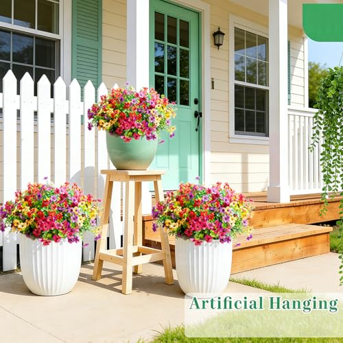 Artificial Flowers 12 Bundles, Faux Daisy and Eucalyptus Greenery Stems for Outdoor Indoor Decor - Fake Plants for Home, Garden, Patio, Porch Decoration - color: Mix