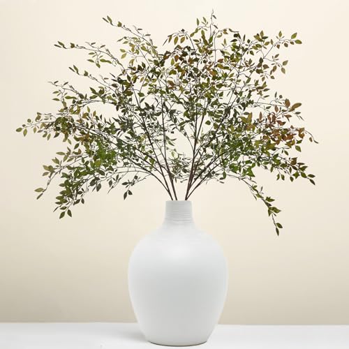 Fake Plants Eucalyptus Stems,Plastics Ficus Stems for Vase Artificial Plants,Greenery Stems for Vase Faux Plants Indoor,43.3" Faux Greenery Indoor Vase Fillers for Home Decor(4pcs Orange) - color: Orange 4pcs