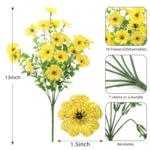 24 Bundles Artificial Flowers for Outdoors, UV Resistant Faux Flowers for Outdoor Planters, Fake Flowers for Outside Porch Patio Window Box, Mixed Color Daisy Bushes for Garden Decor(MUL) - color: Red + Purple + Blue + Yellow + Rose Red + White