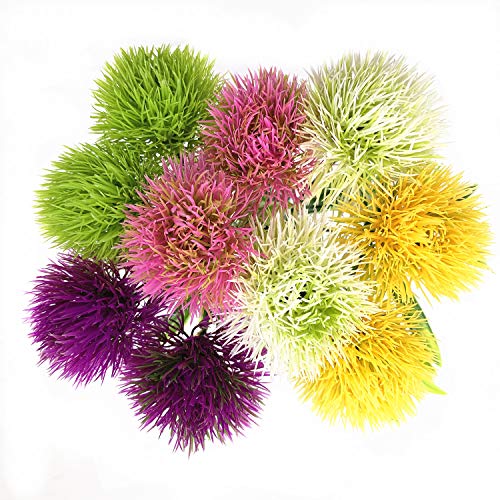 CATTREE Artificial Dandelion Flowers 5 Color x 2pcs Purple Pink White Green Yellow - Total 10 Pcs. Plastic Plants Shrubs Bushes Fake Grass Wedding Indoor Outdoor Home Garden Decoration Planter Filler - color: Single Branch Dandelion-5 Colors-10 Pcs