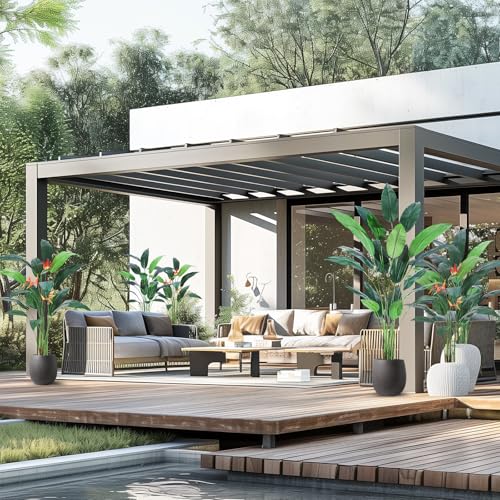 Artificial Bird of Paradise Tree 6 ft(72 in) Fake Palm Tree for Indoor Outdoor Modern Decor Faux Plants for Home Office Perfect Housewarming Gift with 14 Trunks Faux Leaves and 3 Flowers 2 Pack