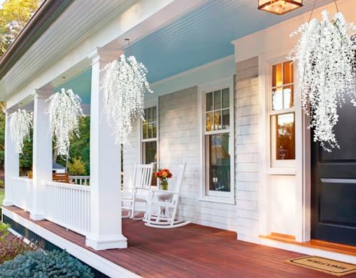 RECUTMS Fake Plant Hanging Eucalyptus Vines Plants Faux Eucalyptus Leaf Hanging Plant for Room Wedding Proch Yard Outdoor Home Wall Kitchen Bathroom Indoor Decoration in 3 Pcs(Pure White) - color: Pure White, size: Hanging Plants
