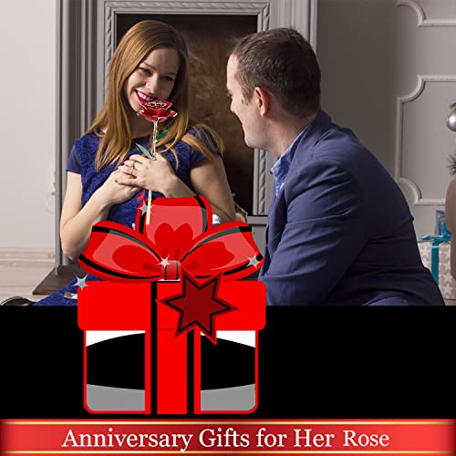 Gold Rose 24K Plated Gold Dipped Rose, Forever Preserved Red Rose Flowers with Stand,Romantic Gift for Valentine's Day and Mothers Day, Anniversary, Birthday,Gifts for Her,Wife,Girlfriend - color: Red（with Stand）