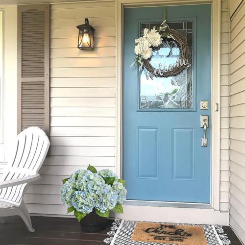 JINWOE Light Blue Artificial Hydrangea Flowers, 3Pcs 21" Latex Real Touch Flowers, Faux Silk Flowers Fake Hydrangeas with Stems for Bouquet Table Centerpieces Halloween - color: Light Blue, size: 3pcs