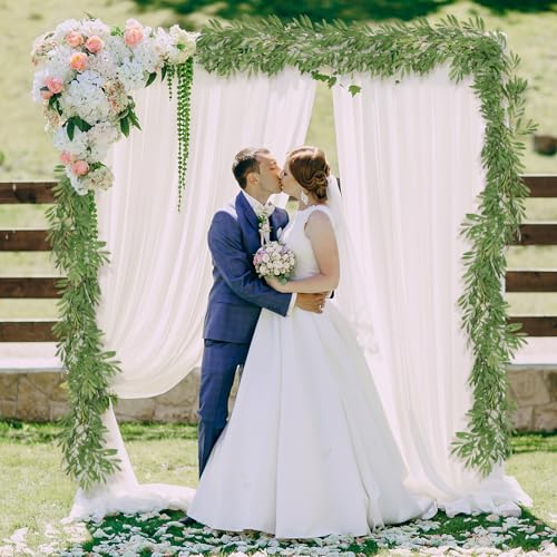 RECUTMS 2Pcs Artificial Olive Leaves Garlands 6.2Ft Fake Hanging Silk Willow Leave Ivy Vines Faux Bayberry Leaf Twigs Greenery Rattan for Indoor Outdoor Wedding Birthday Party Home Garden Table Decor - color: Olive Green