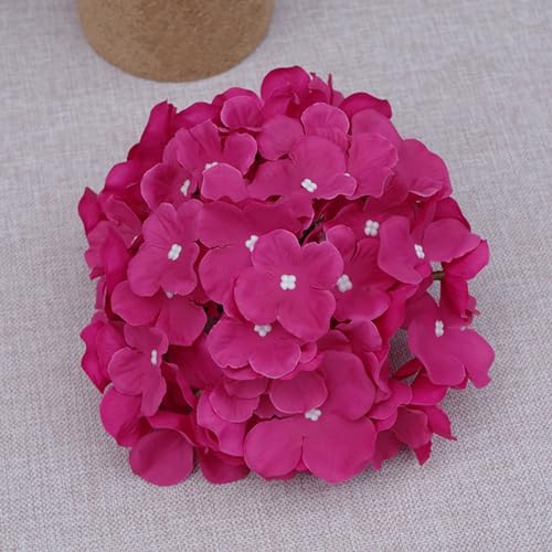 FagusHome Silk Hydrangea Heads 36 Pcs Artificial Flowers Heads and 3 Dozens Stems Fake Hydrangea Flowers with Stems for Home Wedding Decor (Deep Rose) - color: Deep Rose