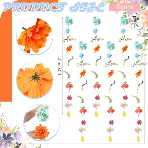 6 Pcs 35.4 Inch Artificial Pastel Flower Garlands with 3 Pcs 10 Ft Wedding Tulle Table Runner Wildflower Vines Floral Table Runner Garlands for Wedding Bridal Shower Spring Tea Party - style: Vibrant Wildflower