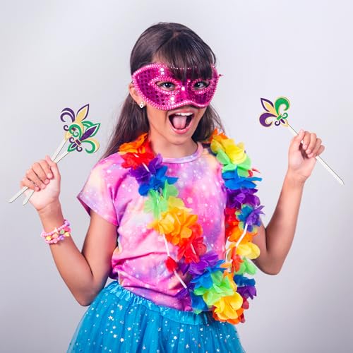 TICIAGA Carnival Iris Wooden Picks - 14PCS Circus Iris Double-Sided Wooden Decorative Picks for Home Vase Filler Mardi Gras Colorful Iris Wooden Picks Decor for Carnival Party Decorations Supplies - color: Carnival Iris