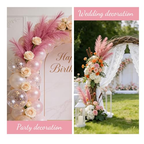 50pcs Pink Pampas Grass 21.6 Inch Non-Shedding Faux Pampas for Classic Romantic Home, Boho Weddings and Blush Tone Vase Arrangements - color: Pink