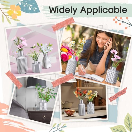 Yaomiao 30 Pcs Vases Bulk Colored Flower Glass Bud Vases Valentine Vintage Colored Glass Bottles Colorful Rustic Embossed for Home Wedding Table Decorations Gifts(Silver Series) - color: Silver Series
