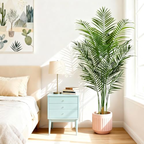 Artificial Areca Palm Plant 5.5Ft Fake Tropical Palm Tree Perfect Faux Dypsis Lutescens Plants in Pot for Indoor Outdoor House Home Office Garden Modern Decoration Housewarming Gift - size: 5ft 6in