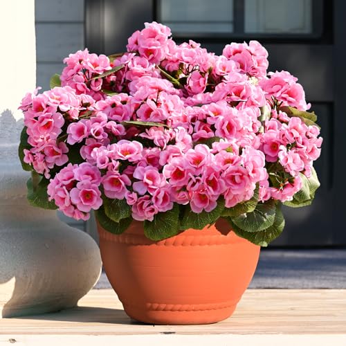 Waipfaru 6 Pcs Artificial Fake Flowers for Outdoors, Silk Geraniums Pink Flower, UV Resistant Outdoor Faux Plants for Garden Porch Planter Patio Balcony Yard Indoor Home Decoration(6, Pink) - color: Pink, size: 6 PCS