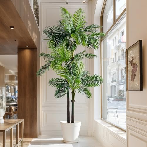 Erimda 9.1FT Artificial Phoenix Palm Tree Artificial Plants Indoor Outdoor Large Faux Coconut Silk Palm Tree Tropical Fake Tree Faux Sago Palm Plant for Modern Farmhouse Yard Outside Patio Poolside - color: Golden Cane Palm Tree, size: 9.1FT