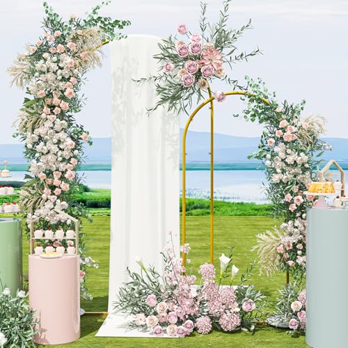 Snughome Arch Backdrop Stand, Set of 2 Metal Balloon Arch Stand (7.2FT+6FT), Gold Wedding Arch Frame for Party, Baby Shower, Holiday, Ideal for Balloon Flower
