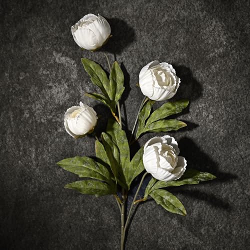 Waipfaru 12 Pcs Faux Peonies Artificial Flowers for Vase, 27" Fake Silk Peonies Flowers for Wedding, Vase Filler White Flowers for DIY Bouquets Centerpieces Bridal Shower Office Decor - color: White, size: 12Pcs