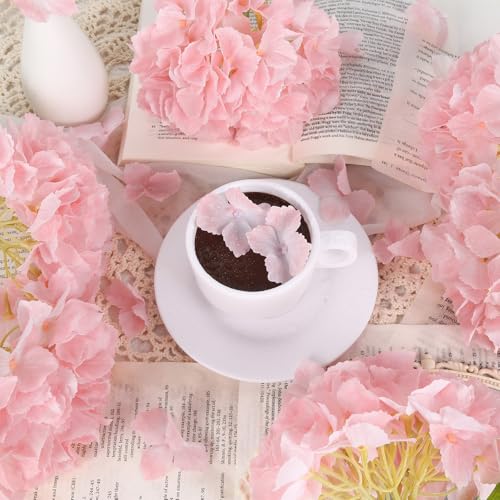 IPOPU Pink Real Touch Hydrangeas Artificial Flowers 6PCS Realistic Faux Hydrangea Flowers 12'' Fake Hydrangeas with Stems for Wedding Centerpieces Bouquets Arrangements Baby Shower Party Home Decor - color: Baby Pink