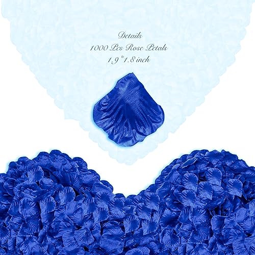 Pyrrhiax 1000Pieces Rose Petals, Artificial Flower Petals Fake Rose Petals for Romantic Night,Wedding,Proposal Anniversary Flower Decorations (Dark Blue) - color: Dark Blue, size: 1000pcs
