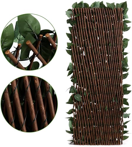 DOEWORKS Expandable Fence Privacy Screen for Balcony Patio Outdoor, 1PC Faux Ivy Fencing Panel for Backdrop Garden Backyard Home Decorations