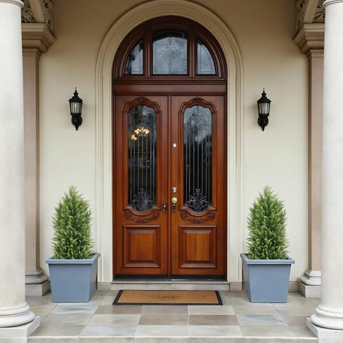 THE BLOOM TIMES 3FT Tall Artificial Cedar Topiary Trees Set of 2, UV Resistant Large Faux Cypress Evergreen Plants for Outdoor Planters, Realistic Fake Bushes & Shrubs for Front Porch Decor - color: Lush Cypress Trees, size: 3 Foot