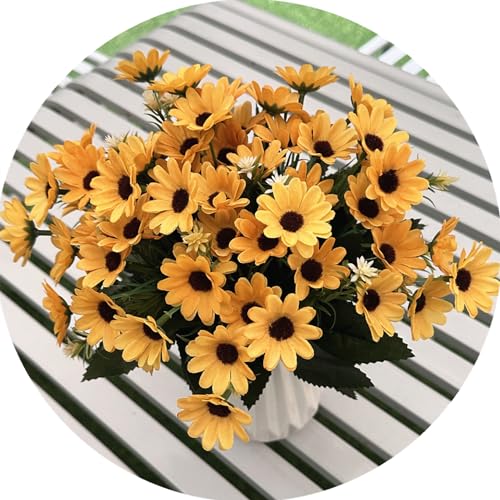 PASYOU Artificial Daisies Flowers, Field Daisy Bouquet Fake Silk Marguerites Flower 4 Pack Faux Plastic Plants Stems for Wedding Party Farmhouse Greenery Spring Decoration DIY Craft Decor - Yellow - color: Daisy 4 Pack- Yellow