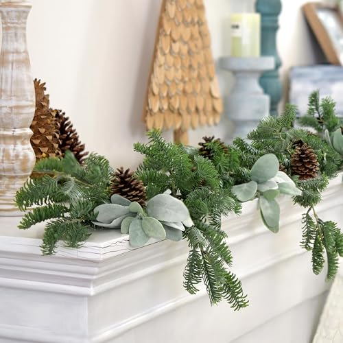 FiveSeasonStuff Soft Touch Artificial Faux Pine Stems – 6 Stems, 1.5 ft (45cm) Tall, Perfect for Home Décor, Holiday Centerpieces, Winter Arrangements, Weddings, Events – Bendable Branches - color: Pine Leaves (Green)