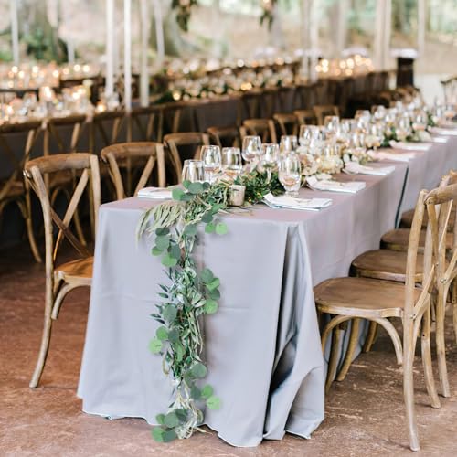 CQURE 18Pack 126Ft Eucalyptus Garland,Artificial Eucalyptus Leaves Table Greenery Garland Wreath Vines for Wedding Party Table Fireplace Bedroom Wall Room Decor - size: 126Ft-18Pack-Green