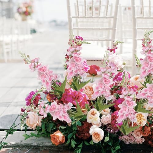 6PCS Pink Delphinium Artificial Flowers Real Touch Larkspur Silk Flowers Long Stem Artificial Flowers for Tall Vase Wedding Centerpieces for Tables Home Decor Indoor (Pink) - color: Real Touch Pink