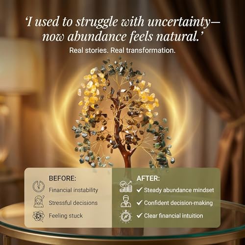 ANAYA AGATE Money Wealth Crystal Tree Set with Tree of Life Citrine, Pyrite, Tiger Eye & Green Aventurine, Chakra Healing Gemstone Trees for Prosperity, Success, Good Luck & Positive Energy - color: Money Wealth Golden Wire