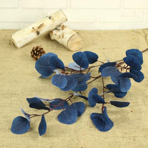 XZJMY 4 Pack Artificial Eucalyptus Stems Leaves 95cm Long Faux Eucalyptus Branches,Artificial Flowers Greenery for Home Decor Flower Arrangement Wedding Party Table Centerpiece (Navy Blue) - color: Navy Blue