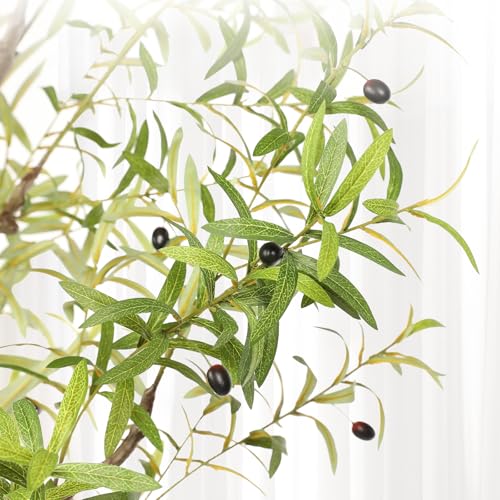Faux Olive Tree 6FT, Olive Trees Artificial Indoor, Fake Tree with Realistic Leaves & Fruits for Home Office Living Room Decor - size: 6ft
