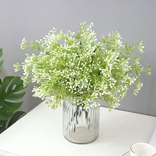 PASYOU Artificial Plants, Fake Plastic Pearl Bouquet Faux White Flowers Bushes Greenery Shrubs Decor for Indoor Outdoor Home Garden Office Table Vase DIY Decoration Planter Filler 4 Pack - color: Pearl Flowers - 4 Pack