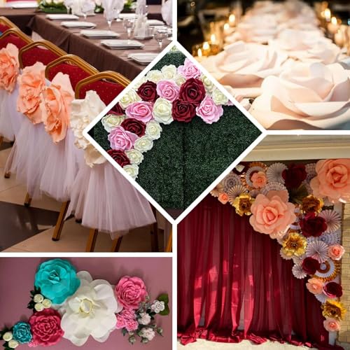 Efavormart Huge 3D Foam Roses for Wedding Decor - 2 Pack 20” White Real Feel Artificial Flowers, Large Party Backdrop - color: White, size: 20 Inch (2 Pack)