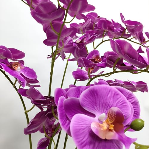 ATFL 8 Pack Purple Orchid Artificial Flowers Real Touch, 32'' Artificial Fake Faux Silk Orchid Stem Bouquets for Wedding Party Home Garden Decor,Orquideas Artificiales para Decora (excluding The Pot) - color: Purple