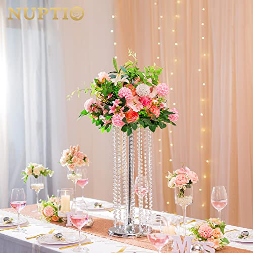 NUPTIO Metal Zinc Vase, 10 Pcs 23.6in Trumpet Shaped Silver Flower Vase, Elegant Centerpiece for Wedding Decorations - color: Silver, size: 10 Pcs 23.6 inch