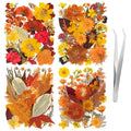 140 Pcs Fall Dried Pressed Flowers with Tweezer, Fall Themed Real Dried Flowers Leaves for DIY Crafts Resin Molds, Yellow Orange Dried Flowers for Autumn Halloween Thanksgiving Decorations - size: Fall