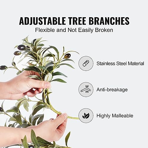 VEVOR Artificial Olive Tree, 5 FT Tall Faux Plant, Secure PE Material & Anti-Tip Tilt Protection Low-Maintenance Plant, Lifelike Green Fake Potted Tree for Home Office Warehouse Decor Indoor Outdoor - color: Olive Tree Type 1, size: 5ft