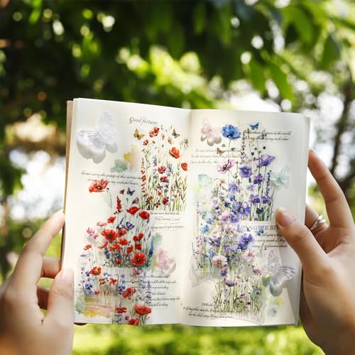 160 Pcs Wildflower Stickers, Waterproof Botanical Stickers for Scrapbooking Junk Journal Notebook Planner Card Making Collage Envelope Phone Case Craft Projects - color: Wildflowers