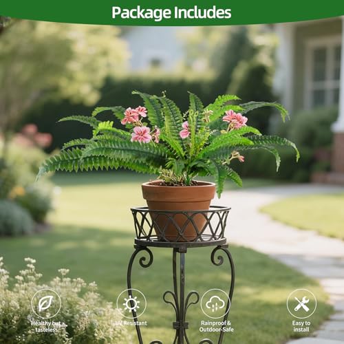 Fake Ferns, 4 Bundles Faux Fern Plants , Large Artificial Boston Fern Greenery for Outdoor Planters, Porch, Garden, Home & Office Decoration (4, Green)