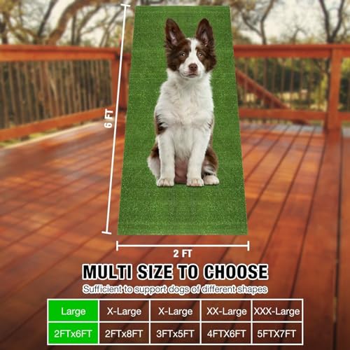 GLOBREEN Grass Pad for Dog Large Size - 2FTx6FT, Dog Potty Training Turf, Indoor Outdoor Pets Pee Fake Grass for Balcony Patio Yard - size: 2FTX6FT