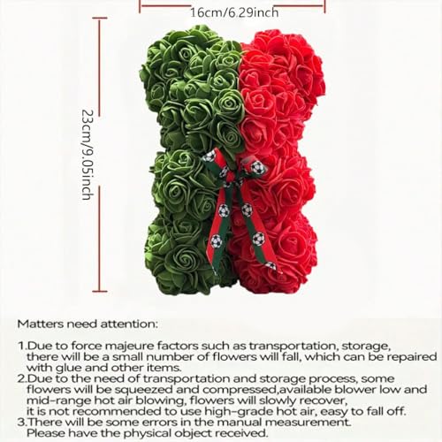 Portugal Artificial Rose Flower Bear,Perfect Romantic Gift for Her, Valentine's Mother's Day, Christmas, Birthday,Thanksgiving Party Anniversary Girl Friend Wife Light Strips and Greeting Cards (PT) - color: Pt