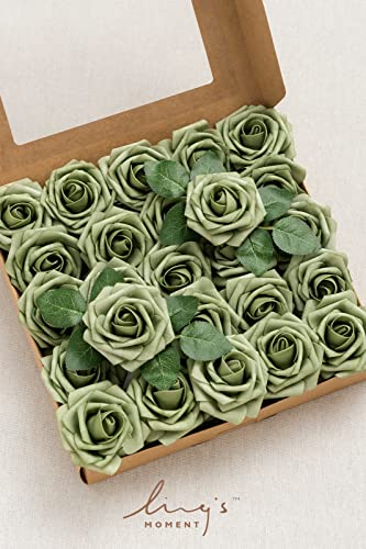 Ling's moment Artificial Roses, Elf Green, 3 Inch 50 Pcs | Foam Material, With Stems, DIY Floral, Wedding/Party Decor, Centerpieces/Bouquet - color: Gn- Elf Green, size: 50Pcs