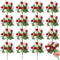 Zeyune 16 Bunches 12 Inch Artificial Mini Rose Bouquet 160 Heads Bridal Flower Bouquets Fake Silk Rose Bulk for Valentine's Day Wedding Bridal Shower Home Office Garden(White and Red) - color: White and Red