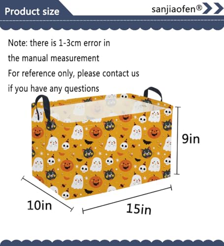 Rectangular Kids Basket,Halloween Basket.Cute Baskets for Room Decor, Pumpkin Baskets with Handles.Books Bins,Gifts Box. (Yellow Halloween) - color: Yellow Halloween