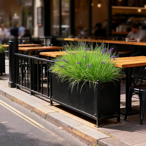 Fake Lavender Flowers with Greenery – 13'' Tall Artificial Lavender Plant, UV Resistant Faux Outdoor Decor for Garden, Patio, Lawn, Planters (2, Green) - color: Green