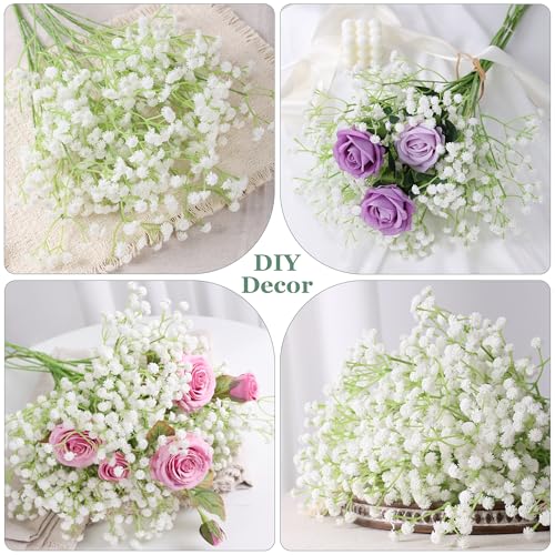 Babys Breath Artificial Flowers, 30 pcs White Flowers Artificial Real Touch Faux Flowers Bouquet Look Real Fake Flowers for Wedding Party Home Garden Tables Centerpieces Office Arrangements Decoration - color: Baby Breath-white