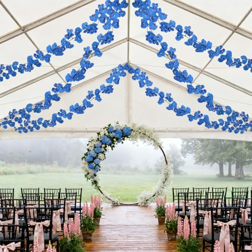 7.38ft Royal Blue Orchid Garland Real Touch Latex Orchid Vine Hanging Artificial Orchids for Home Party Wedding Room Birthday Christmas Wall Arch Decor(Royal Blue) - color: Royal Blue
