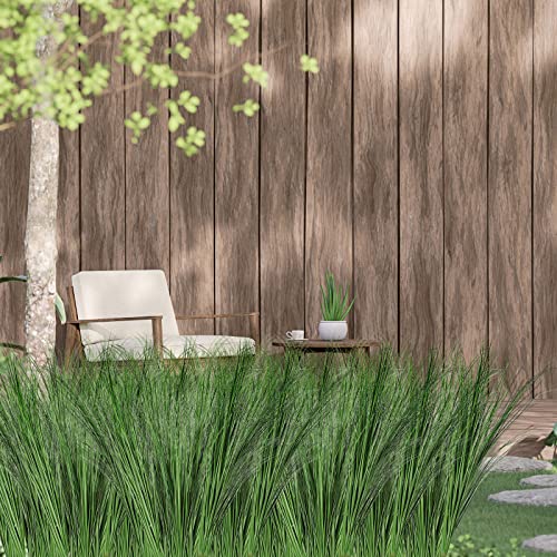 Tigeen 18 Pcs 33 Inch Faux Grasses for Outdoor Planters, UV Resistant Fake Tall Grass, Artificial Grass Plants for Outdoor Decor, Artificial Greenery Stems Weed for Room Home Summer Vase Decor (Green)