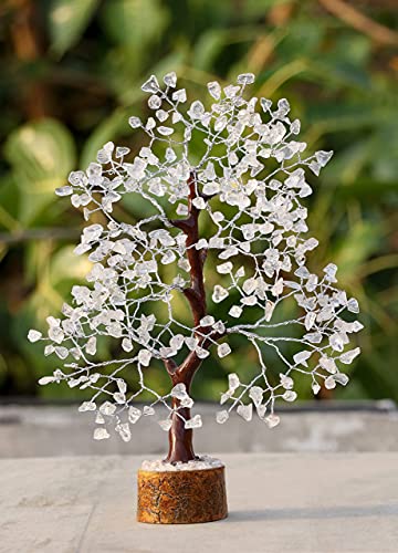 Crocon® Clear Quartz Crystal Tree Birthday Gifts for Women, Men, Friends Healing Crystals Tree of Life Sister Gift for Her, Home Decor, Gift for Mom, House Warming Gift New Home Unique Gifts Idea - color: Clear Quartz (Silver Wire)