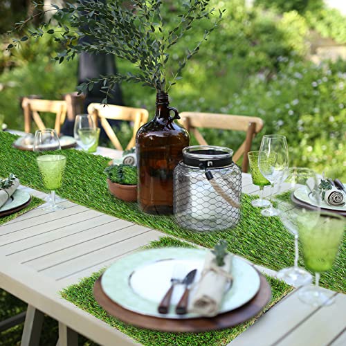 GLOBREEN Artificial Grass Table Runners 48 Inches - Green Faux Grass Turf Table Runner for Golf Football Party Decorations Wedding Birthday Dining Baby Shower - size: 12" x 48"/1PCS